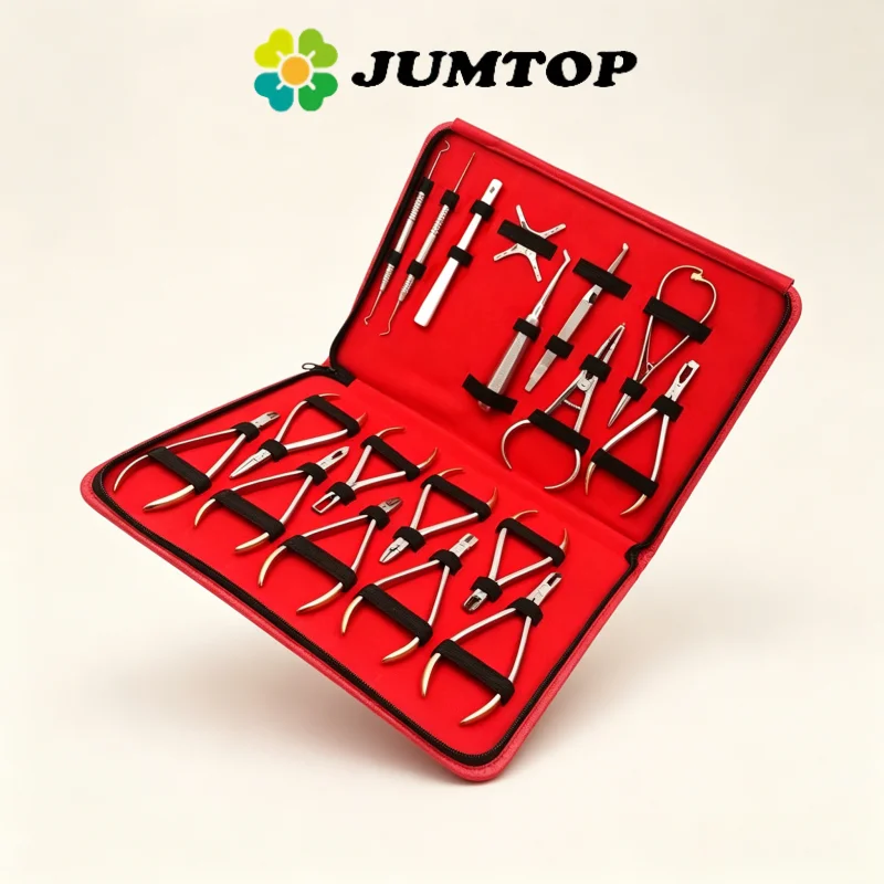 JUMTOP 18Pcs/Set Dental Orthodontics Pliers Set with TC Dentist Tools Kit End Cutter Forceps Dentistry instruments