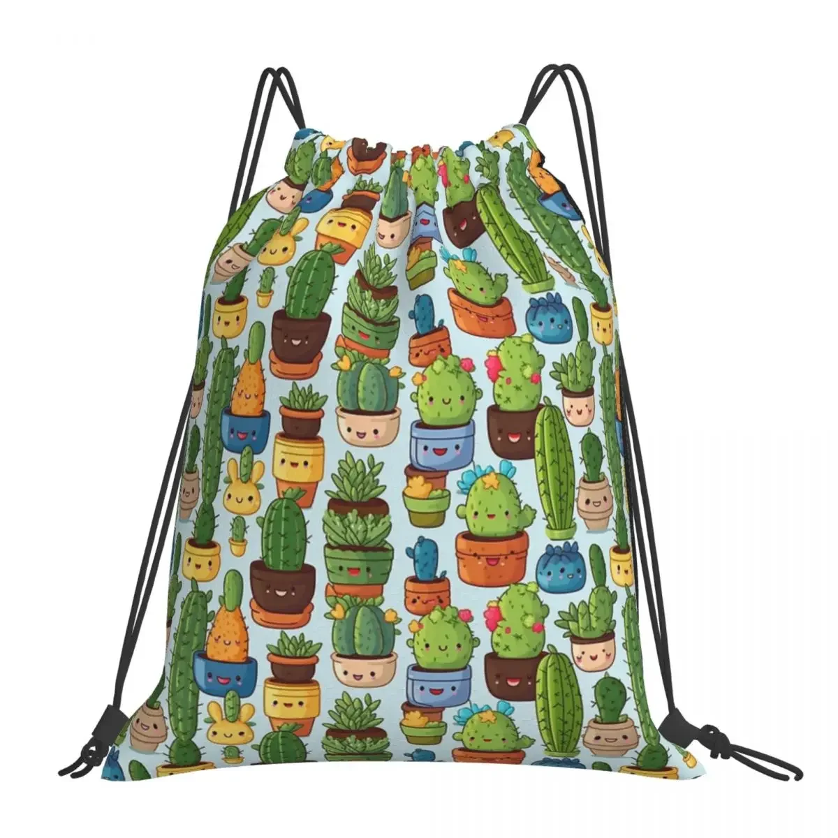 Adorable Cactus Delight - Whimsical Desert Charm Backpack Portable Drawstring Bags Drawstring Bundle Pocket Sports Bag Man Woman