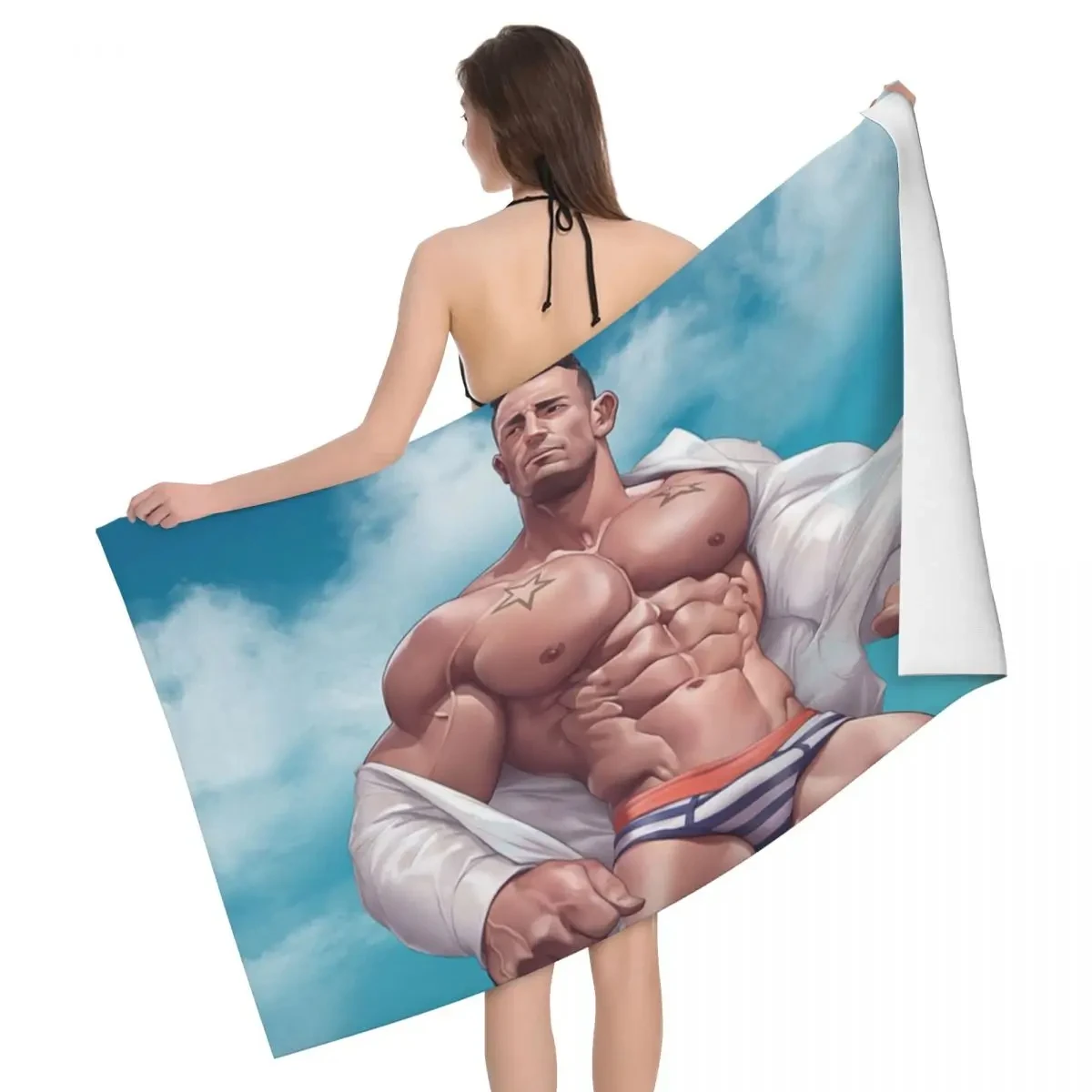 Sexy Muscle Boy Body Beach Towel Super Quick-drying Tempting Art Travelling Swimming Camping Bath Towels Bathrobes Boys Men Gift