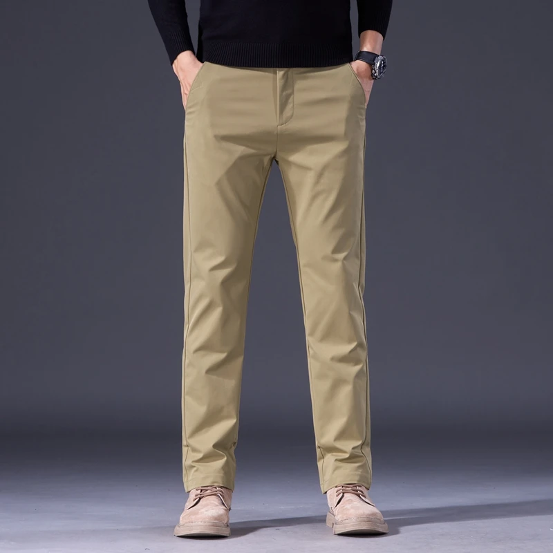 Spring Autumn Men's Straight Slim Casual Pants Versatile Cargo Pants Fashion Solid Color Trousers Male Black Gray Khaki Blue