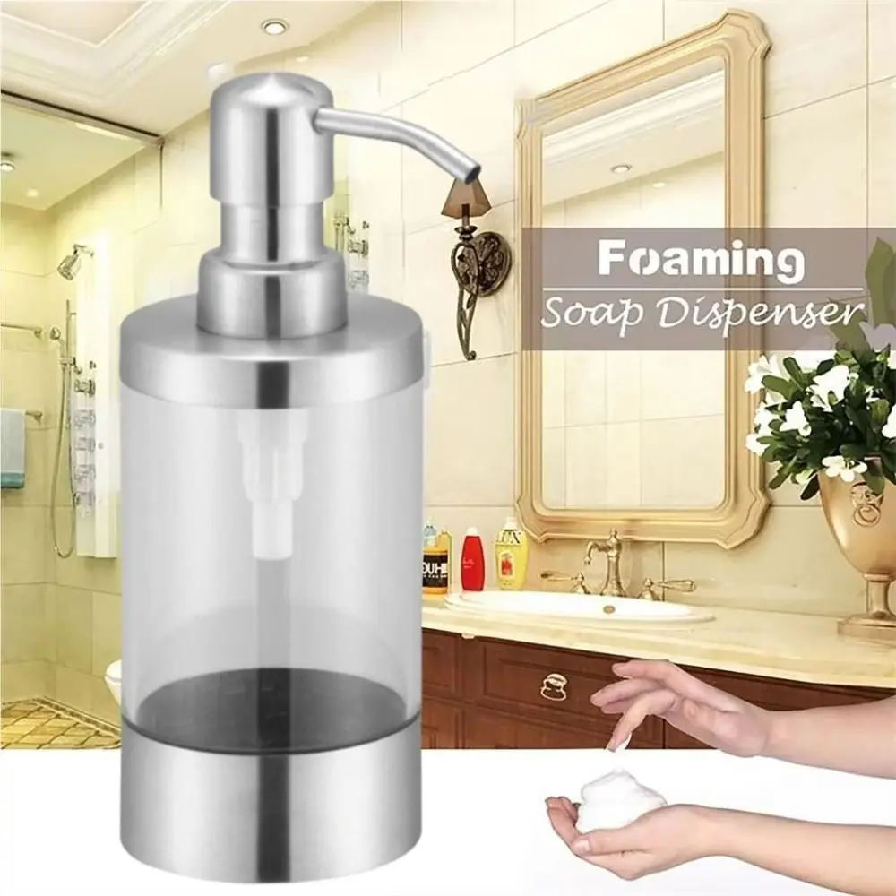 

Диспенсер для дезинфицирующего средства для рук объемом 350 мл, из нержавеющей стали 304, многоразовый, для шампуня, с ручной помпой, нажимного типа