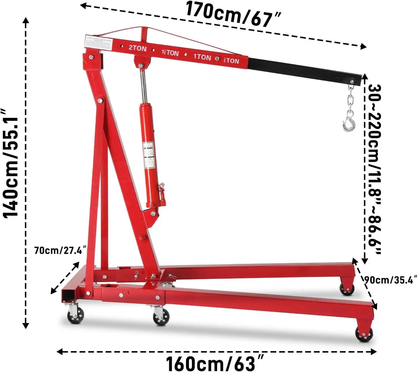 رافعة محرك هيدروليكية قابلة للطي بطن 2 طن مع أداة تلسكوبية وخطاف، رافعة ورشة عمل رافعة المحرك بوزن 4400 رطل · تخفيضات ساخنة #6