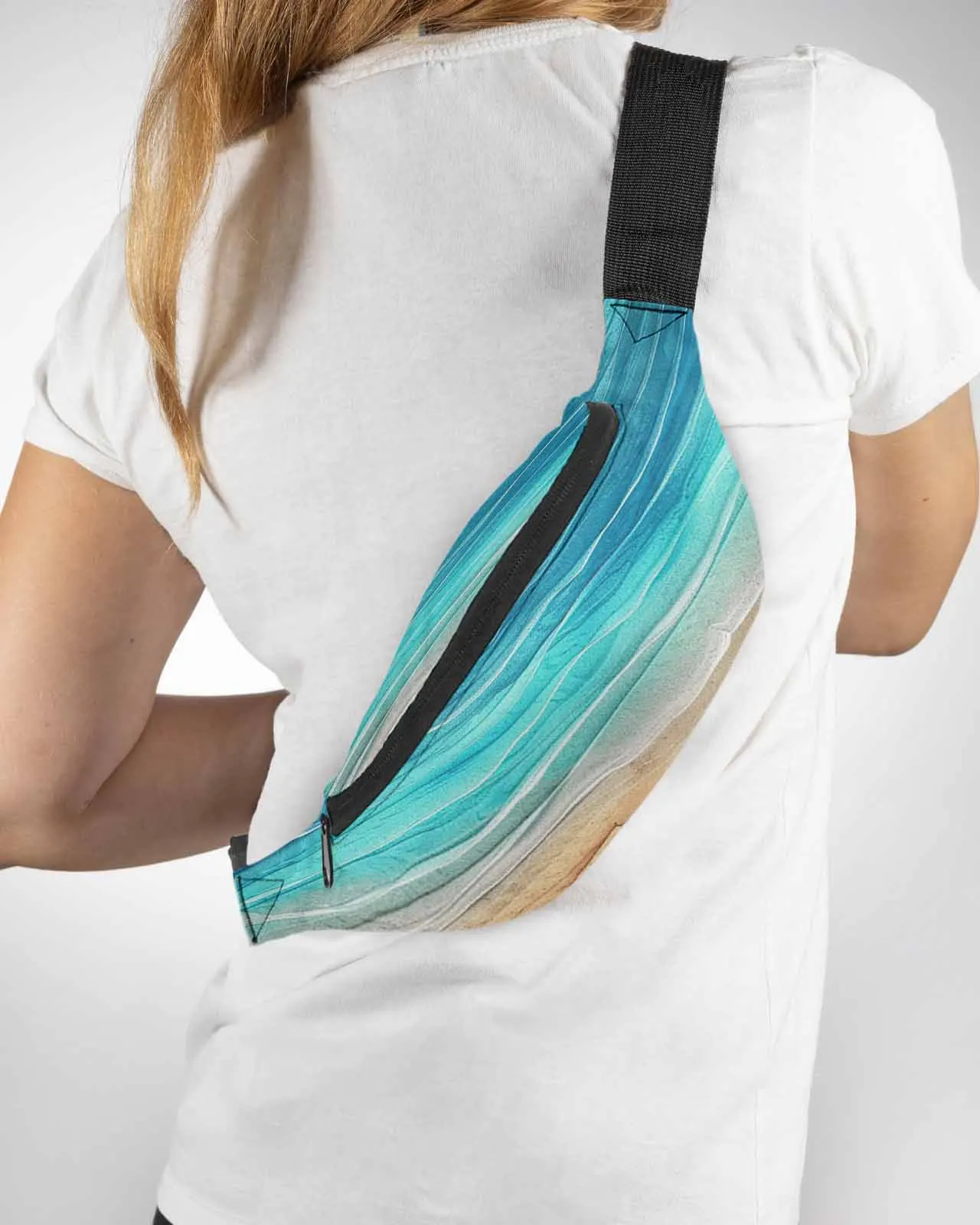 

Ocean Wave Beach Gradual Wave Turquoise Men Women Waist Bag Fanny Pack Belt Bag Wallet Pouch Waterproof Banana Hip Bags