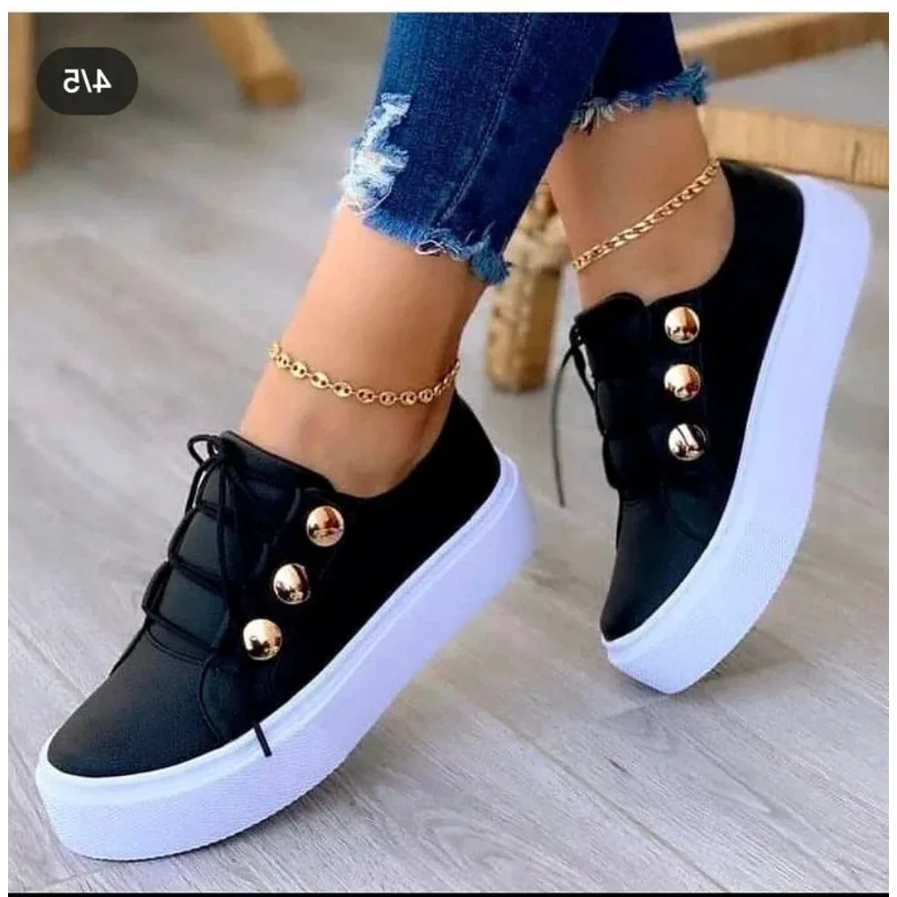 Summer New Women Shoes Fashion Round Toe Platform Shoes Plus Size 42 Casual Sneakers Lace Up Flats Woman Slip on Tennis Shoes