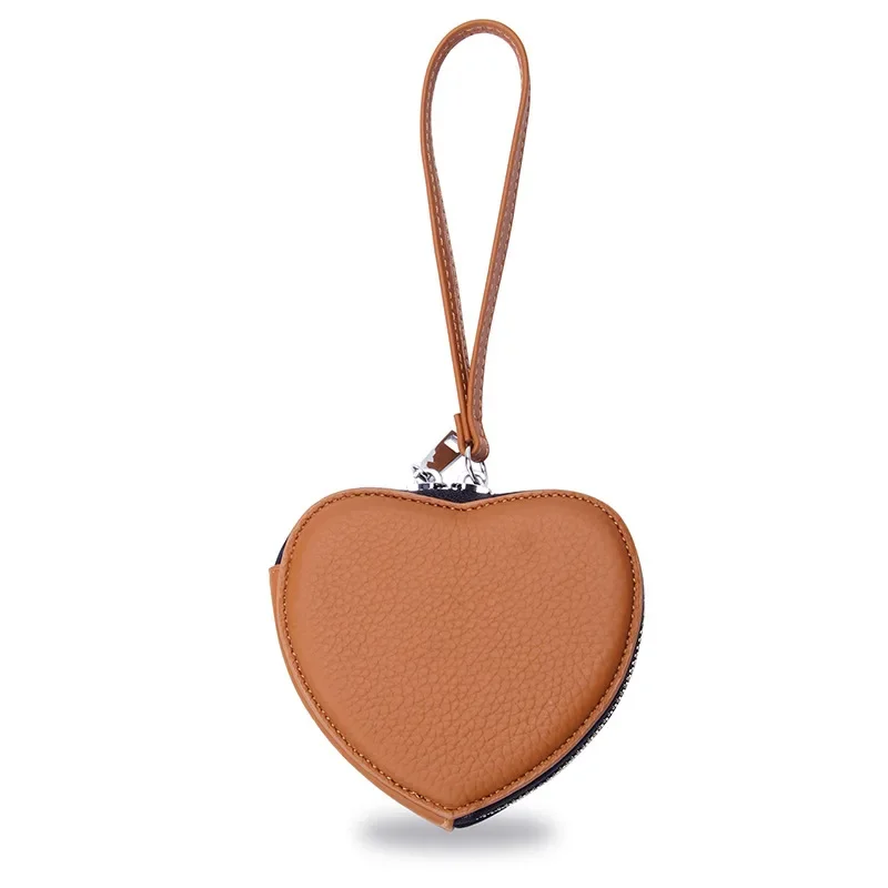 Love Coin Purse Heart Wallet Cute Heart Shape Womens Zipper Small Wallet Genuine Leather Coin Purses for Girls