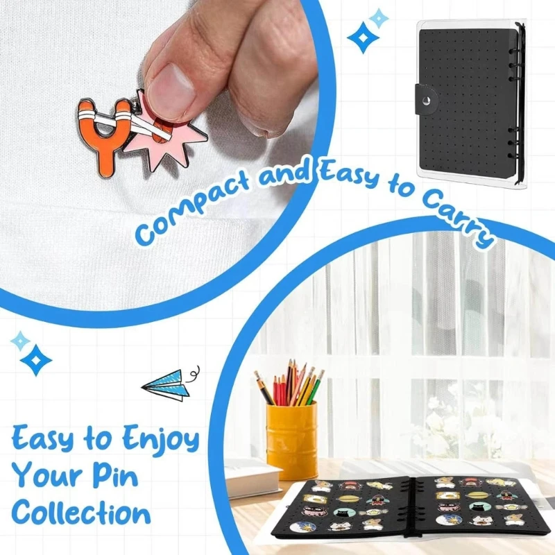 ZB91 Pin Showcase and Storage Album Pin Display Case Felt Texture Pin Storage Album Pin Showcase Holder for Enthusiasts