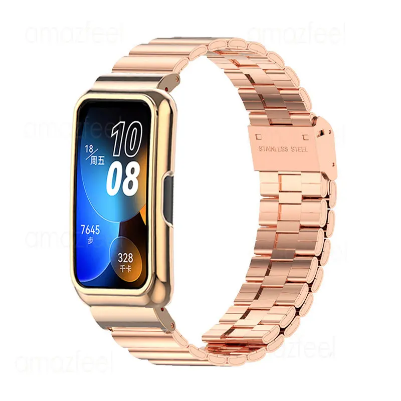 حافظة معدنية لهاتف هواوي باند 8 حامي سوار ساعة من الفولاذ المقاوم للصدأ لهاتف هواوي باند 7 6/شرف باند 7 6 إطارات غطاء سوار