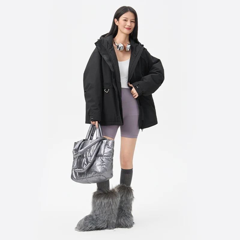 Chericom Short Down Jackets Zippered Slant Pockets Lightweight Hood Workwears Outdoor Thickened Windproof Winter Coats Y318108Y