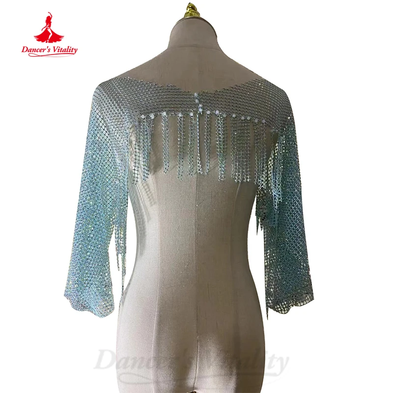 Belly Dance Costume Women Customsized Senior Mesh Coat Full AB Stones Half Sleeves Bellydance Coats Children Oriental Top