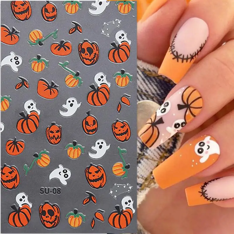 Halloween-Nagelaufkleber, fällt nicht leicht ab, Anti-Reiben, einzigartige Halloween-Nageldekoration, exquisite Nagelaufkleber, leuchtende Farben