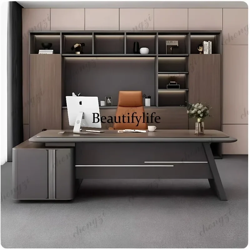 A68Boss office desk and chair combination light luxury simple modern, supervisor manager large desk office single table