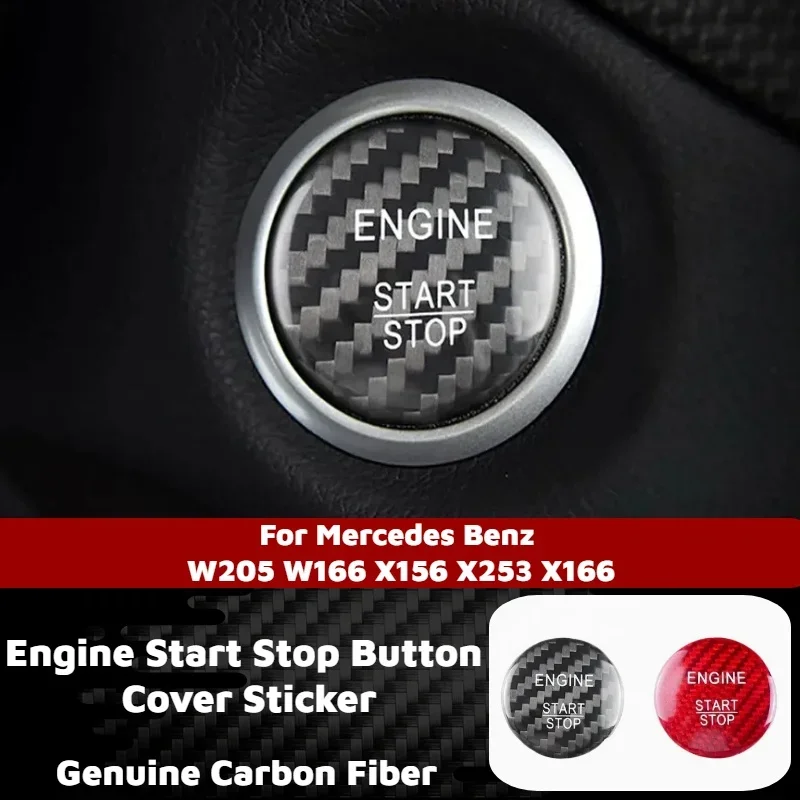 Real Carbon Fiber Car Engine Start Stop Button Cover For Mercedes Benz W205  W166 X156 X253 X166 Auto Accessories Interior Trim