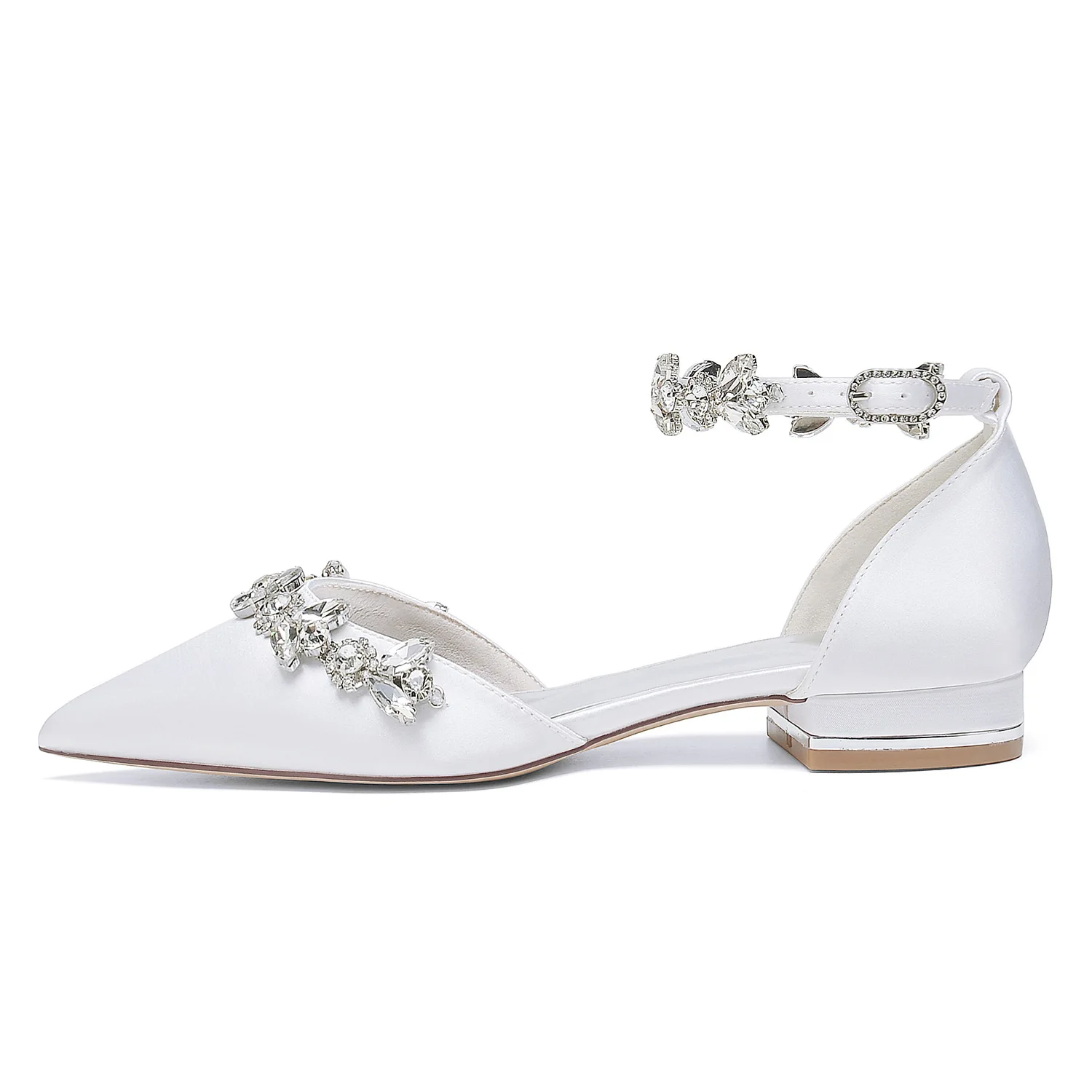 Flat heel, pointed toe, rhinestones, fashionable temperament, elegant and versatile, everyday shoes, wedding shoes