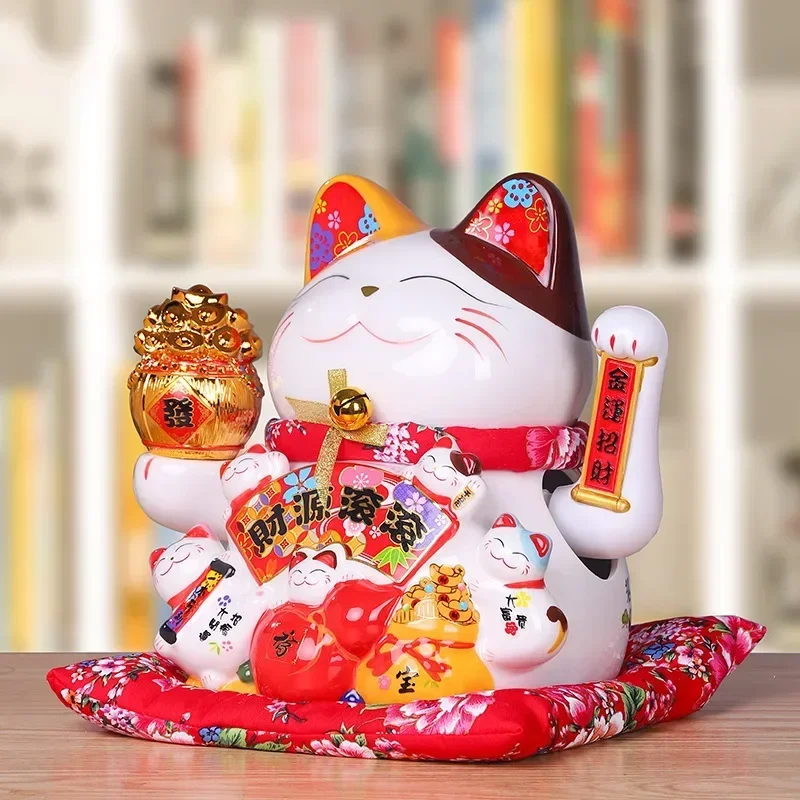

11-дюймовые украшения для рук Lucky Cat, большой электрический кассир, подарок на открытие домашнего магазина, керамические украшения