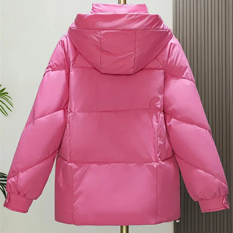 Daunen Baumwolle gepolsterte Jacke Frauen Parkas 2024 koreanische neue Winter warme Baumwolle Mantel weiblich verdicken Outwear Kapuze kurzen Brot Mantel