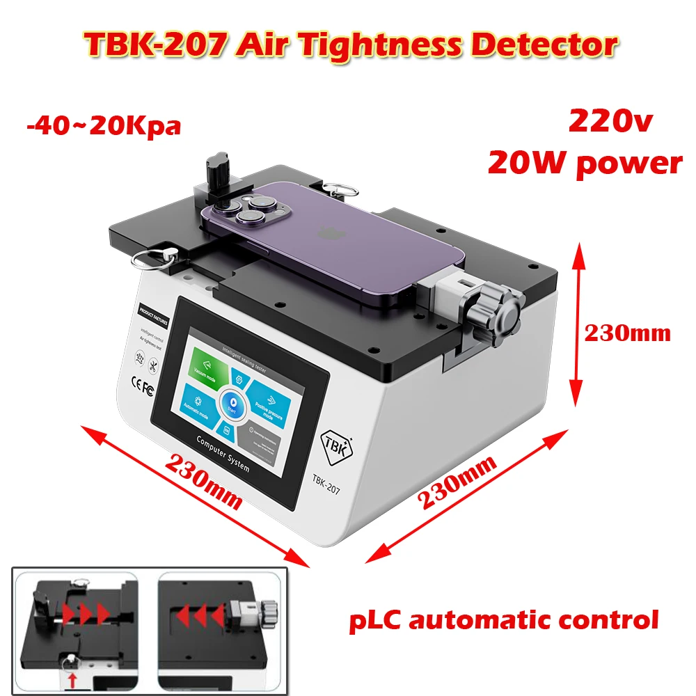 

LY-TBK-207 20W Intelligent Air Tightness Detector Control for Cell Phone Sealing Detection Vacuum Mode Pressure Test Tool 220V