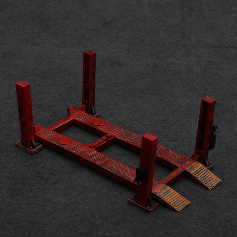 1PCS Voor Diorama 1/64 Schaal Hars Voertuig Lift Motorfiets Lifter Vier-post Lifting Model Garage Onderhoud Scène DIY creatie