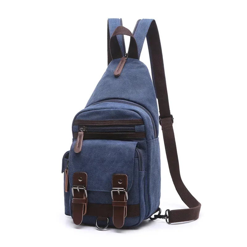 Leisure sports lightweight canvas shoulder bag messenger bag / men's shoulder dual-use stitching leather riding small square bag