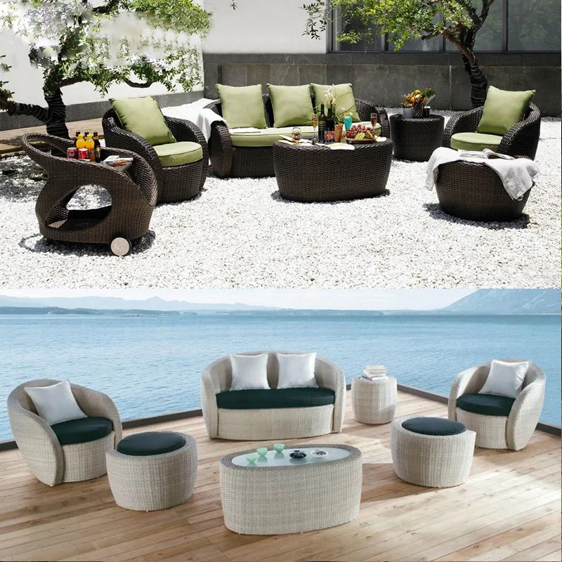 

Custom outdoor furniture, rattan sofa, courtyard villa, three-piece set living room, balcony, small coffee table, terrace