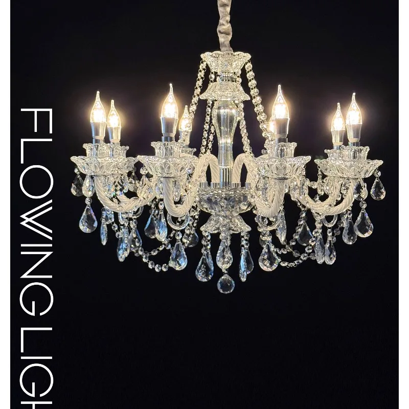 French light luxury crystal chandelier retro court style living room creative atmosphere dining room light high-end atmospheric