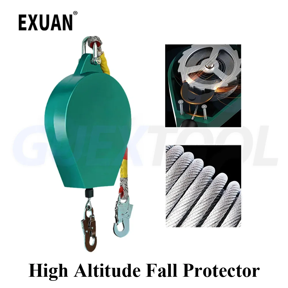 3-15m High Altitude Fall Protector Descent Device Safety Belt Fall Arrester Automatic Tower Crane Rope Lock Self-Locking Device