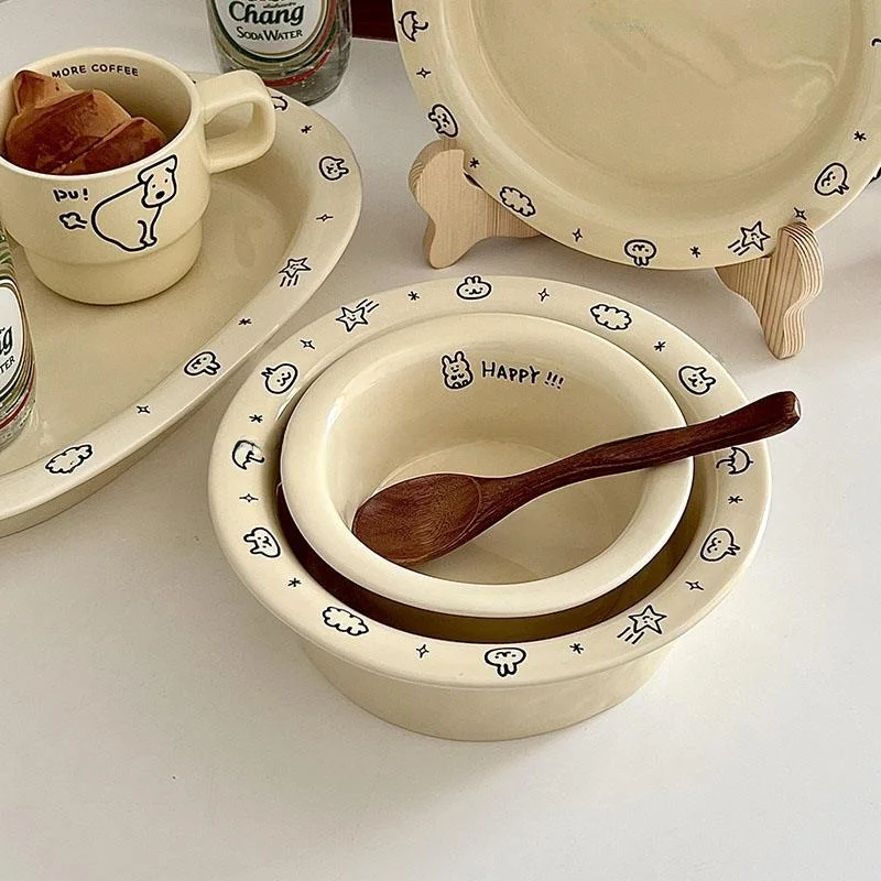 

Cr Colored fiti Letter Cerc Yogurt Bowl Dining Utensils Rectangular Oval ape Fre Sle Printed Pattern Diware