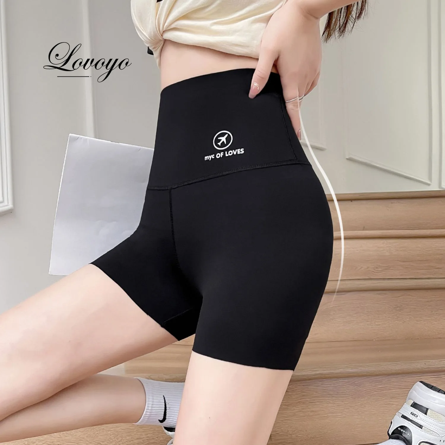 Short en nylon sans couture pour femme, vêtements de plein air, taille haute, grande taille, anti-friction, pantalon saillant, sous-vêtement amincissant