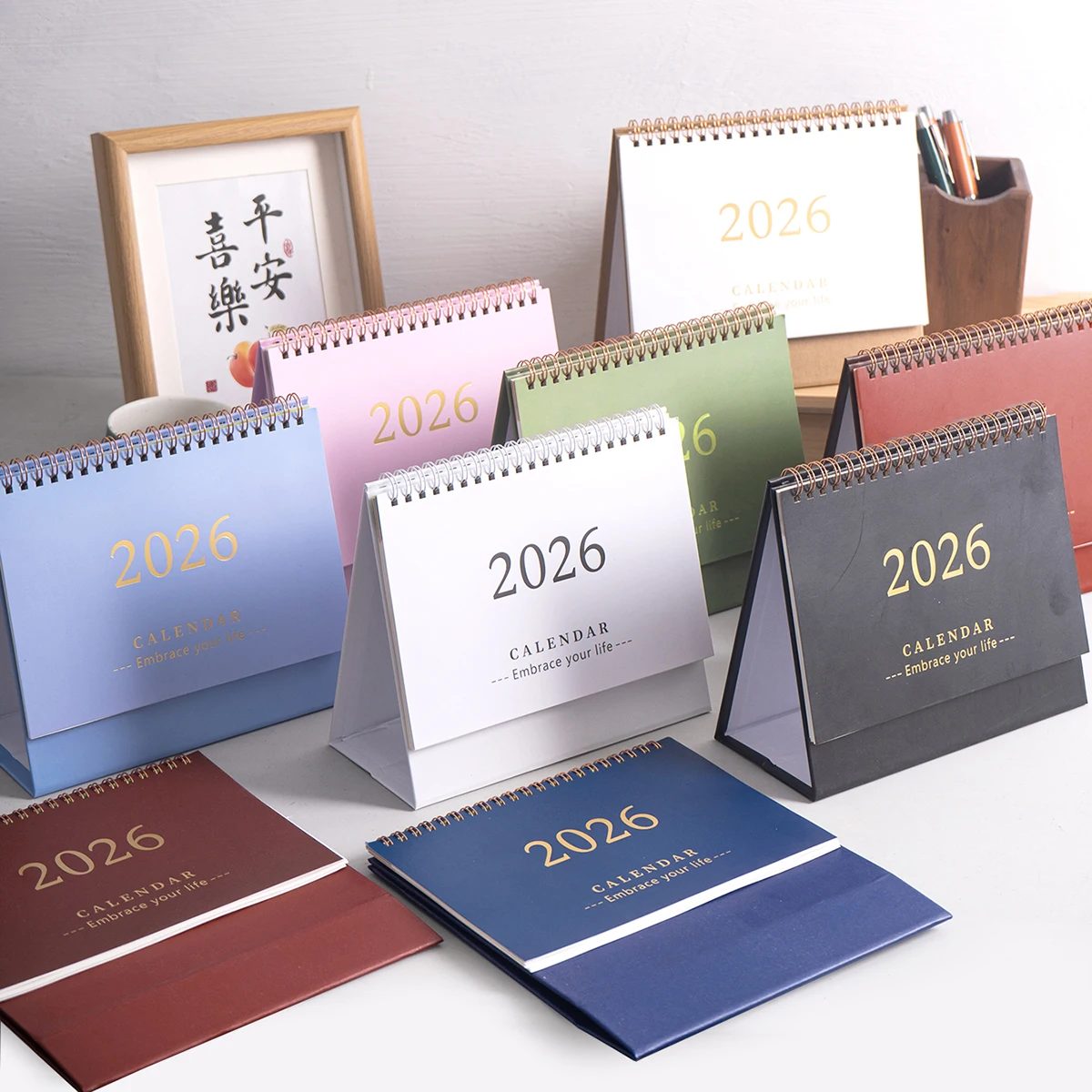 

1 PC 2026 Cover Desktop Desk Calendar Portable Foldable Table Calendar Writeable Memo for School And Office Desktop Decoration