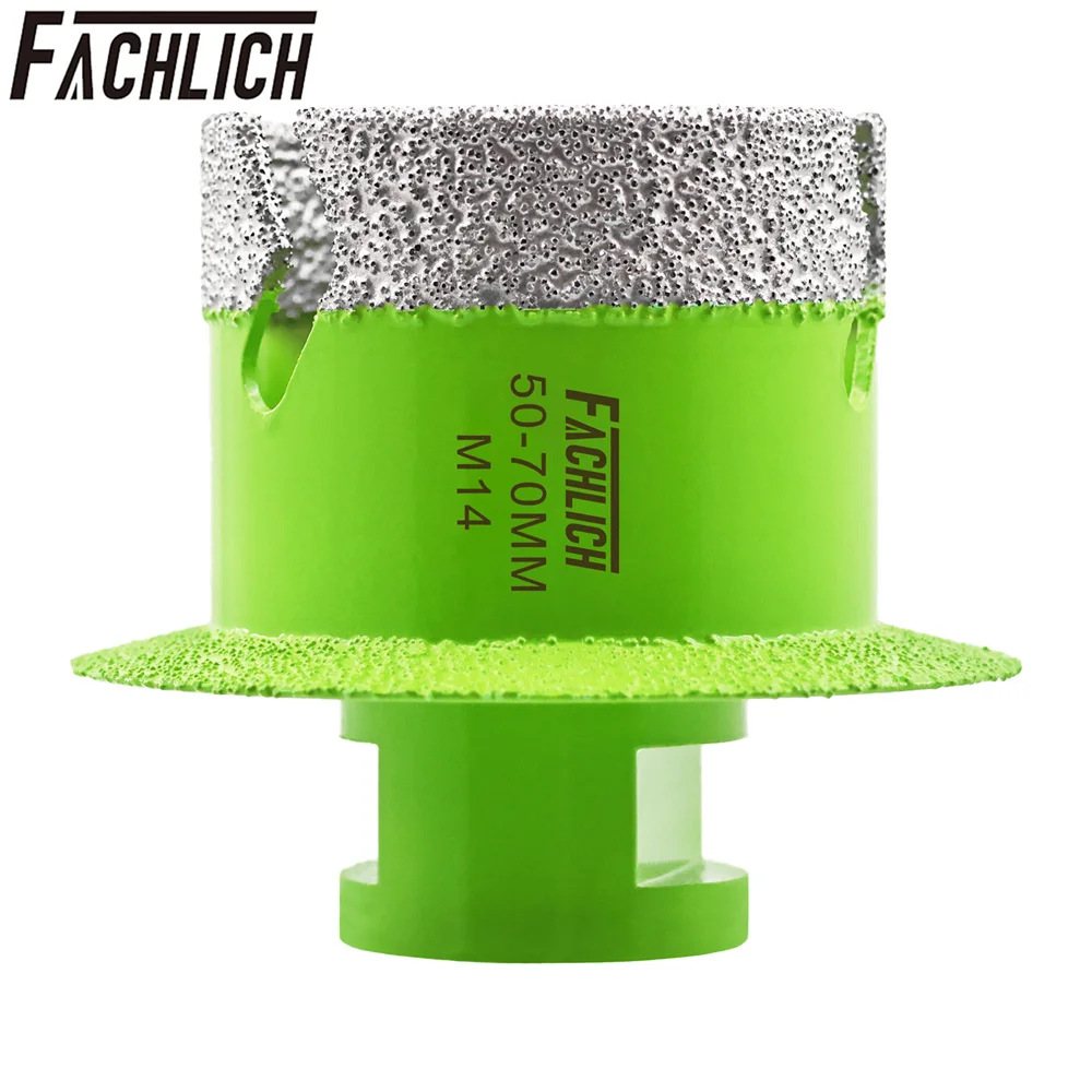 

FACHLICH 1pc Diamond Drill Core Bits Dia50-70mm Drilling Crown Water Sink M14 Lightning Tooth Shank Hole Saw Tile Granite Marble