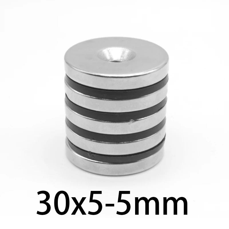 1/2/5/10/15/20PCS 30X5-5 Round Search Magnet 30*5 Hole 5mm Disc Countersunk Neodymium Magnet 30x5-5mm Permanent Magnet 30*5-5