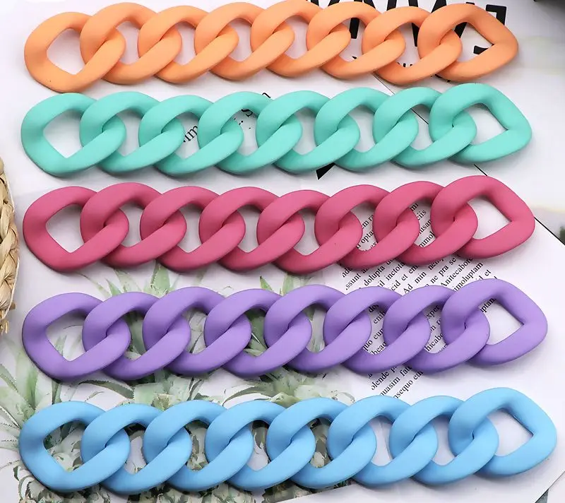 20pcs/lot Rubber color Acrylic buckle beads 40*34mm Large DIY Handbag Strap Opening Loops Accessories Acrylic Chains N213