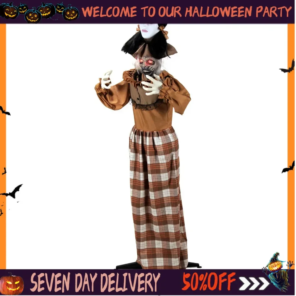 

Halloween Animatronics Creepy Clown. 5ft 9in Animated Halloween Decoration. Evil Clown Scary Outdoor Motion & Sound Activated