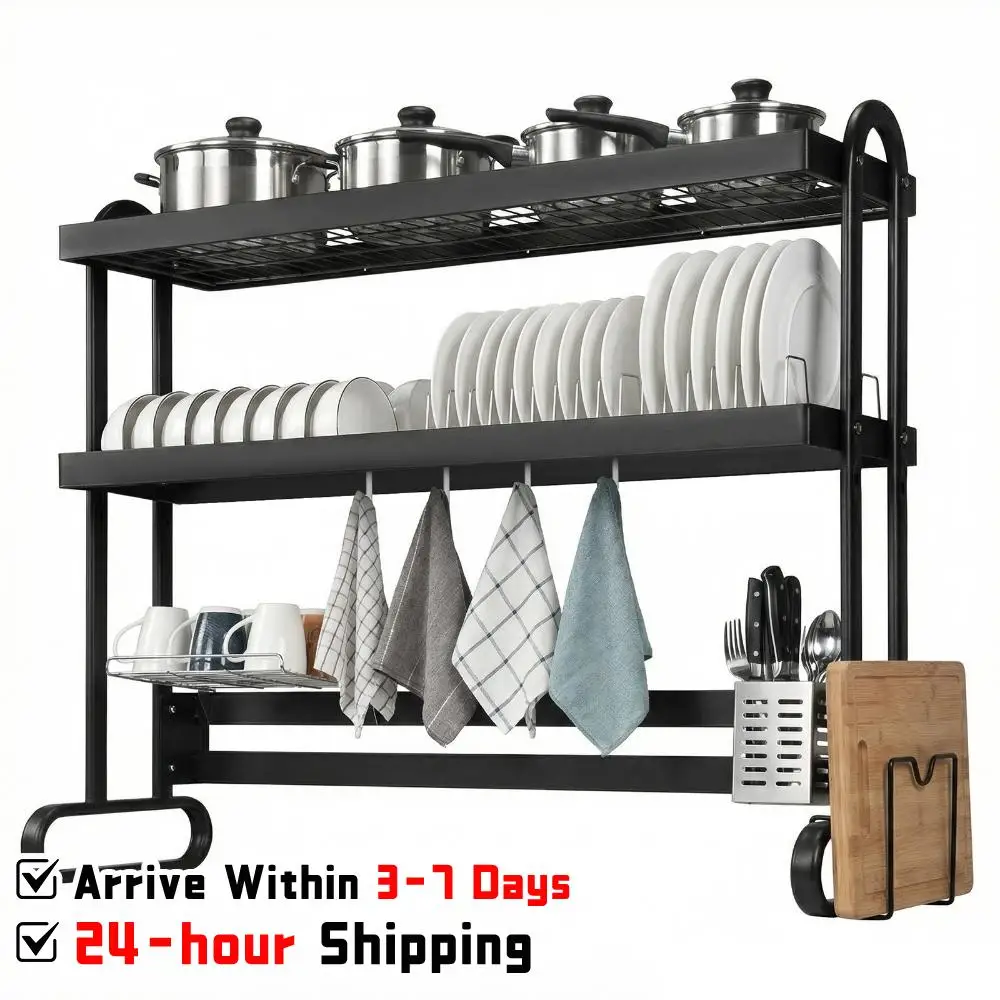 

Сушилка для посуды на кухонную столешницу, противоскользящая, над раковиной, большая вместимость, утолщенная, для сушки и хранения посуды