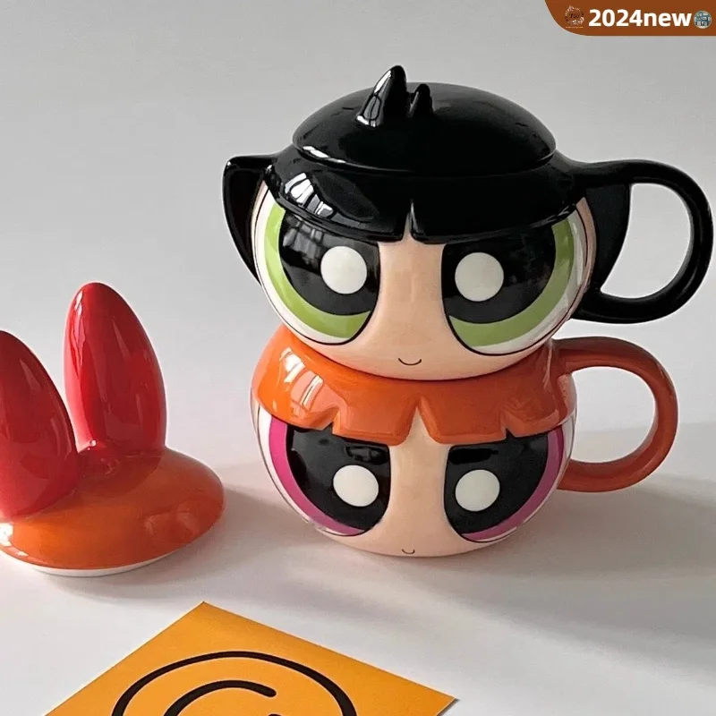 300ml Cartoon Ceramic Mug  Kawaii Blossom Buttercup Ceramic Cup Statue Desktop Ornaments Kids Adult Breadfast Coffee Milk Mug