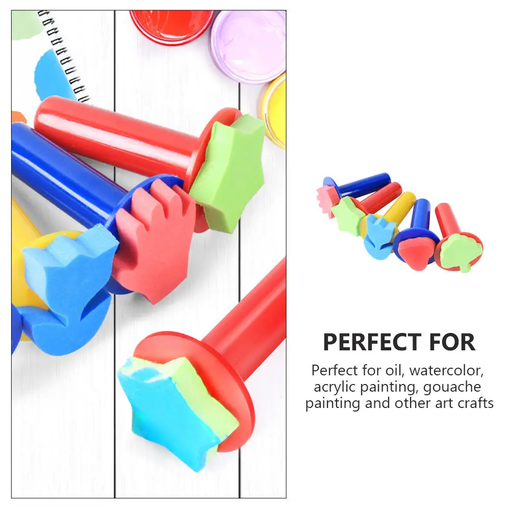 5Pcs Painting Sponge Stampers Set Safe Comfortable Grip Lightweight Drawing Stamps Art Supplies DIY Craft Painting Tools