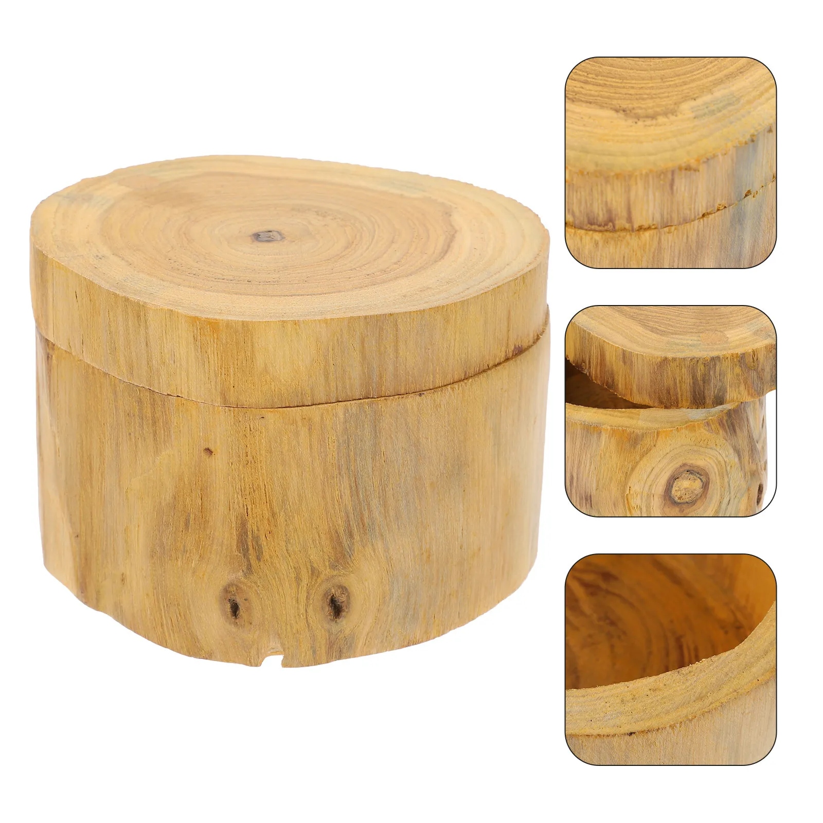 1Pcs Durable Natural Wooden Jewelry Storage Box Stylish Solid Wood Case for Rings Necklaces Bracelets Round Jewelry Box