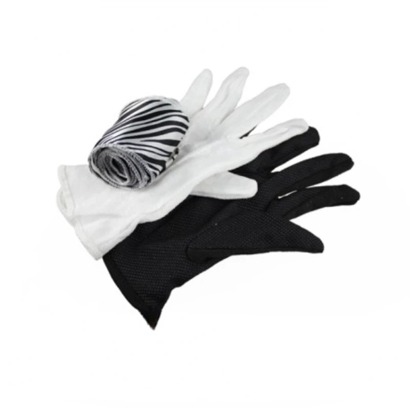 Schwarz-Weiß-Handschuhe zu Zebra-Streamer-Zaubertricks, Karte, Bühne magische Requisiten, magische Accessoires, Spielereien, Nahaufnahme