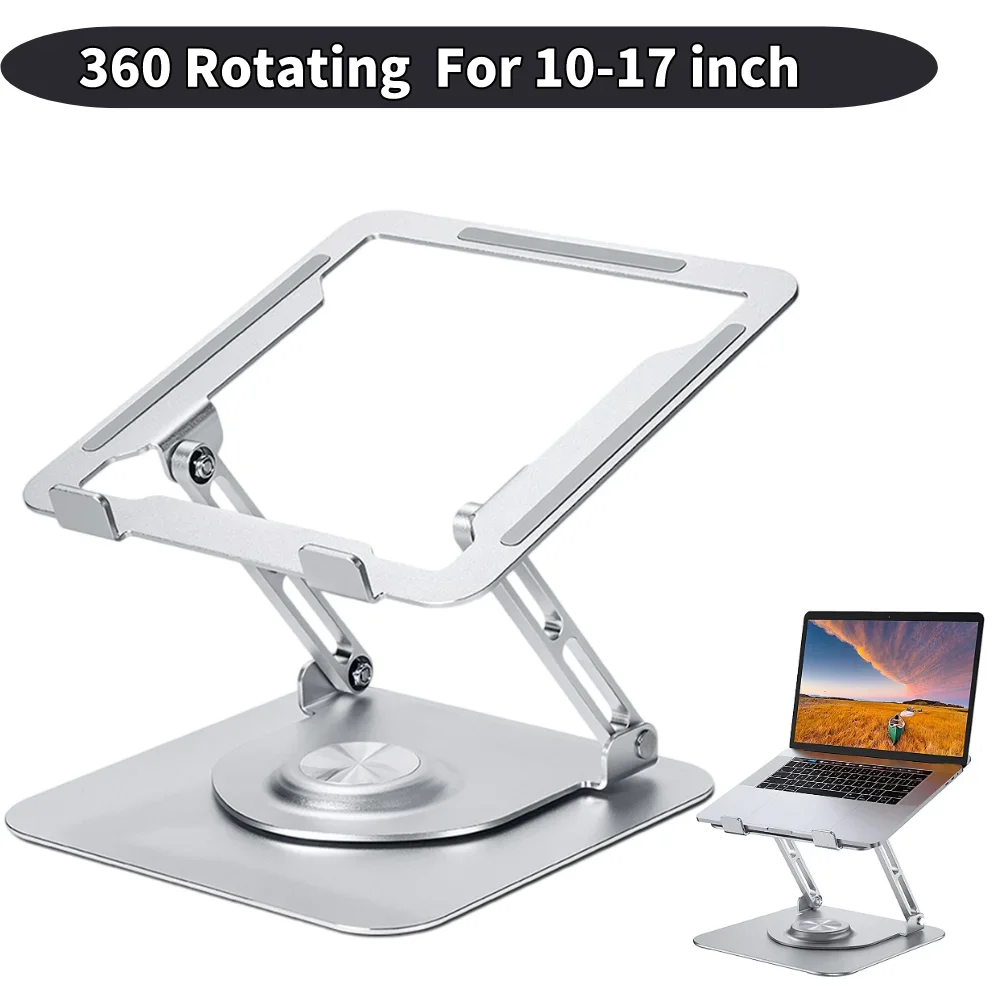 Foldable Notebook Holder 360 Rotating Cooling Bracket Support Portable Liftable Laptop Holder Rack Aluminum Alloy for 10-17 Inch