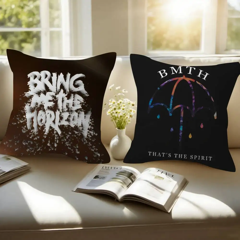 B-Bring Me The logo H-HorizonS Double-sided Printed pillow cover Short plush Suitable living rooms bedrooms throw cushion cover