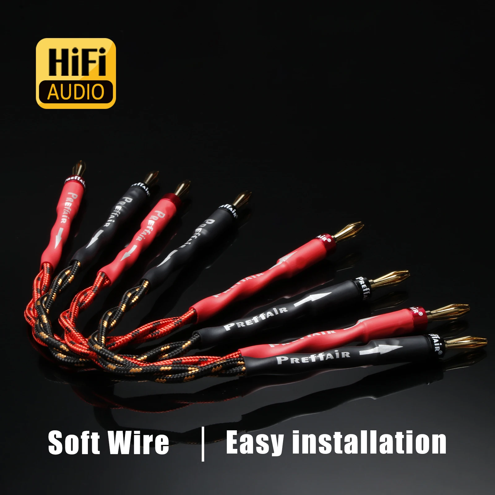 HiFi Jumper Cables 4PCS – Professional Handmade Tuning Links with Carbon Fiber Shell & Gold-Plated Connectors for Bookshelf Spea