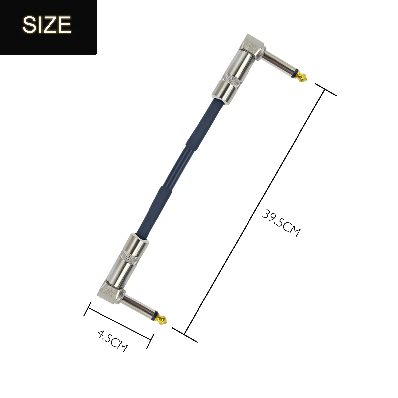 Miwayer Guitar Effects Patch Cable Black Silver Right Angle, 15/30/50cm 1/3/6pcs, 6.35mm Metal Head Low-Noise for Pedalboard