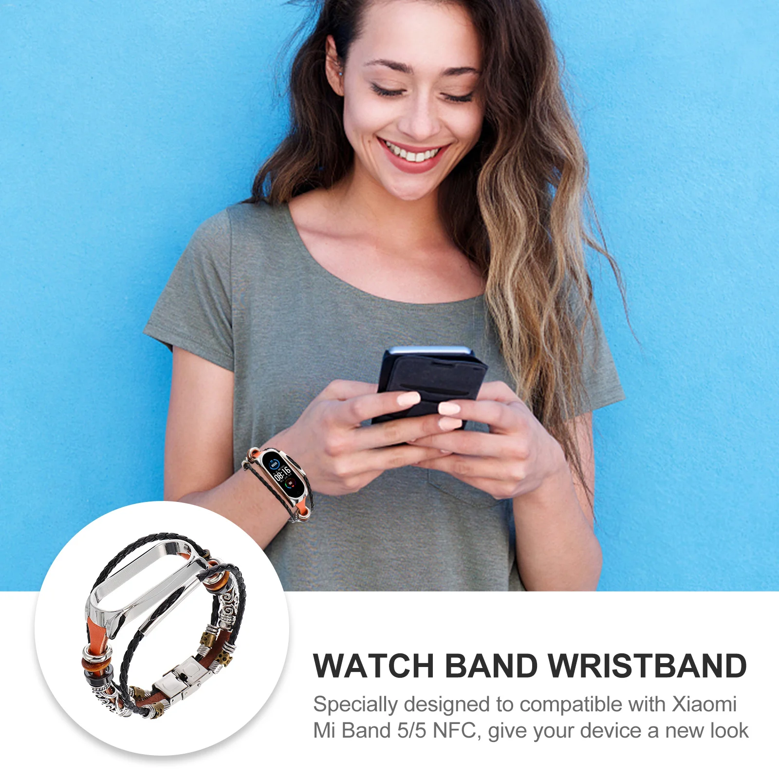 

Adjustable Retro Wristband Strap Compatible 5 5 NFC DIY Vintage Band Bracelet Replacement Wristband