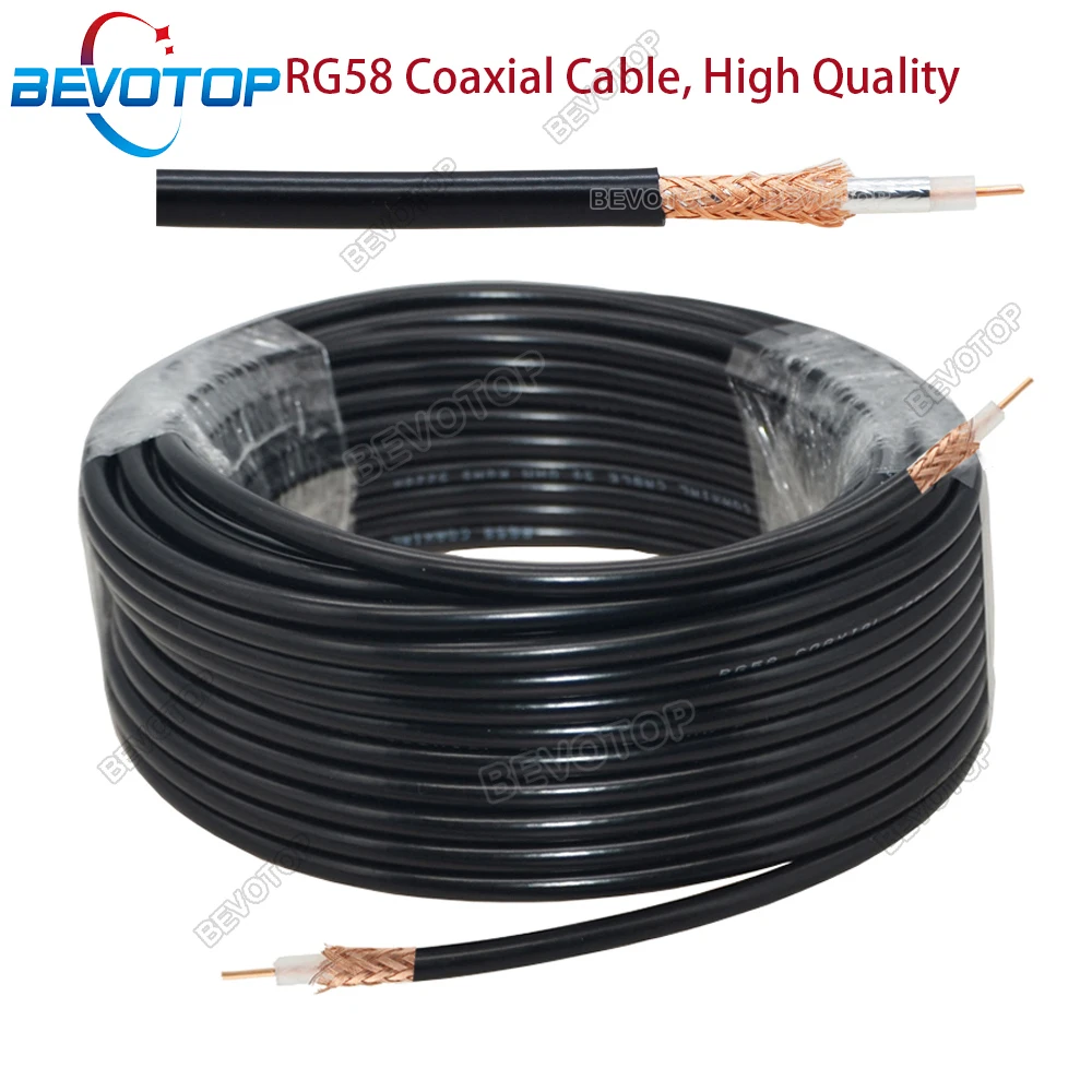 BEVOTOP RG58 Coaxial Cable 50 Ohm 50-3 Low Loss RF Coaxial Cable Pigtail for Crimp RF Wire Connector High Quality Fast Ship