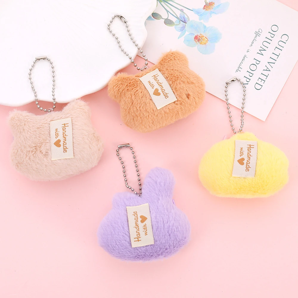 4pcs Cute Bow Bunny Bear Duck Stuffed Doll Animal Keychain Cartoon Mini Plush Pendant Kpop Girls Team Fans Gift Backpack Pendant view 2