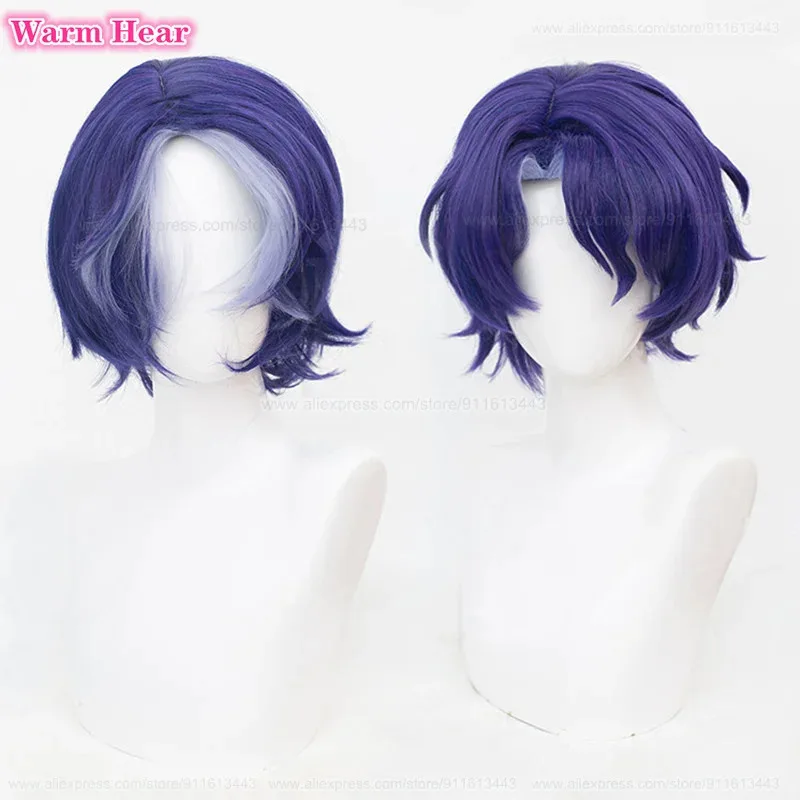 

New Arrival Dr. Ratio Synthetic Short 35cm Purple Highlights Cosplay Anime Heat Resistant Hair Party Wigs +Wig Cap