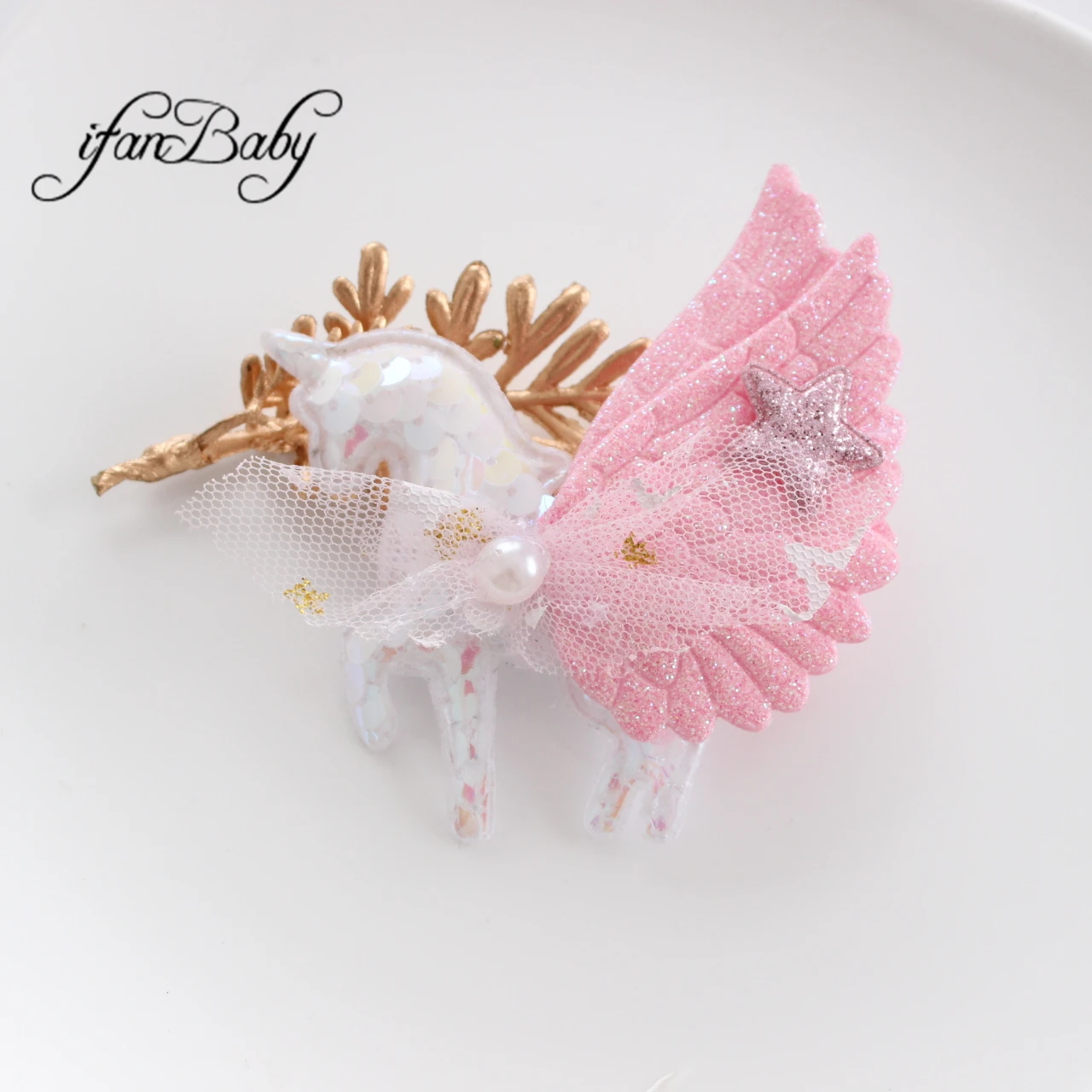 New Fashion Unicorn Wings Sequined Hair Clips Children Girls Hair Accessories 1 PCS