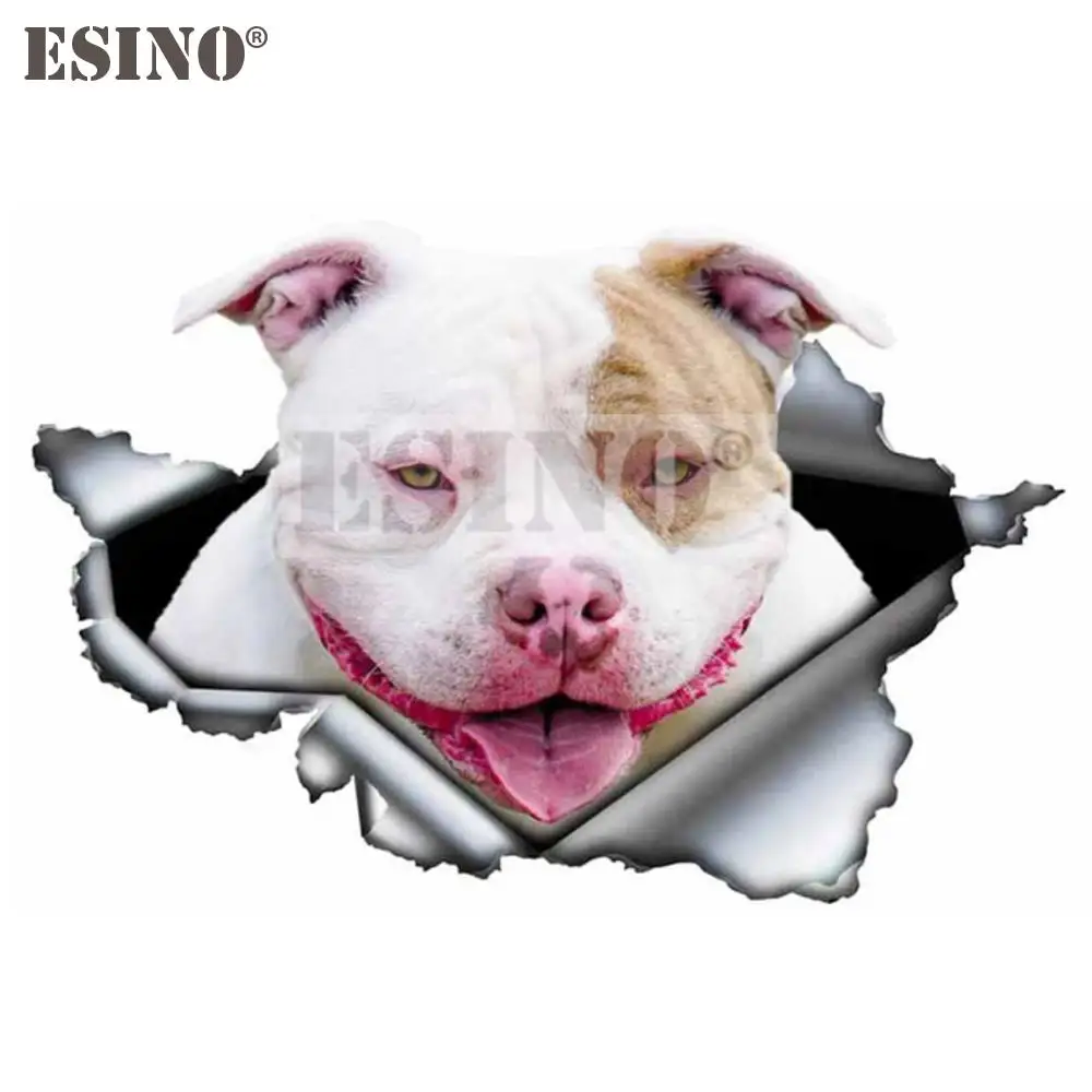 Car Styling Funny Cool 3D Metal Torn Metal Pit Bull Terrier Pitbull Dog PVC Car Body Sticker Waterproof Decorative Vinyl Decal