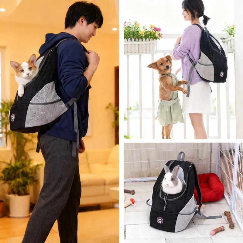 New Dog Pet Backpack Carrier Travel Bag Front Pack Breathable Adjustable with Safety Reflective Strips for Hiking Outdoor