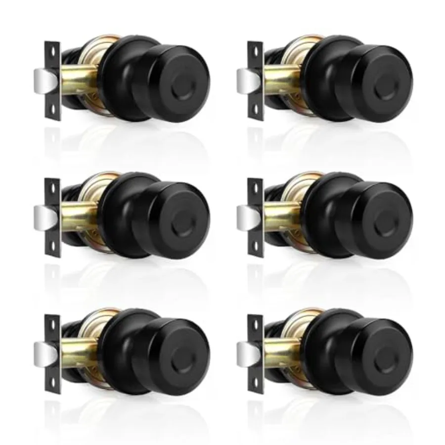 

Keyless Door Knobs s, Door Locks Black, Hallway/Closet Hardware, Universal Lock with Adjustable Latch
