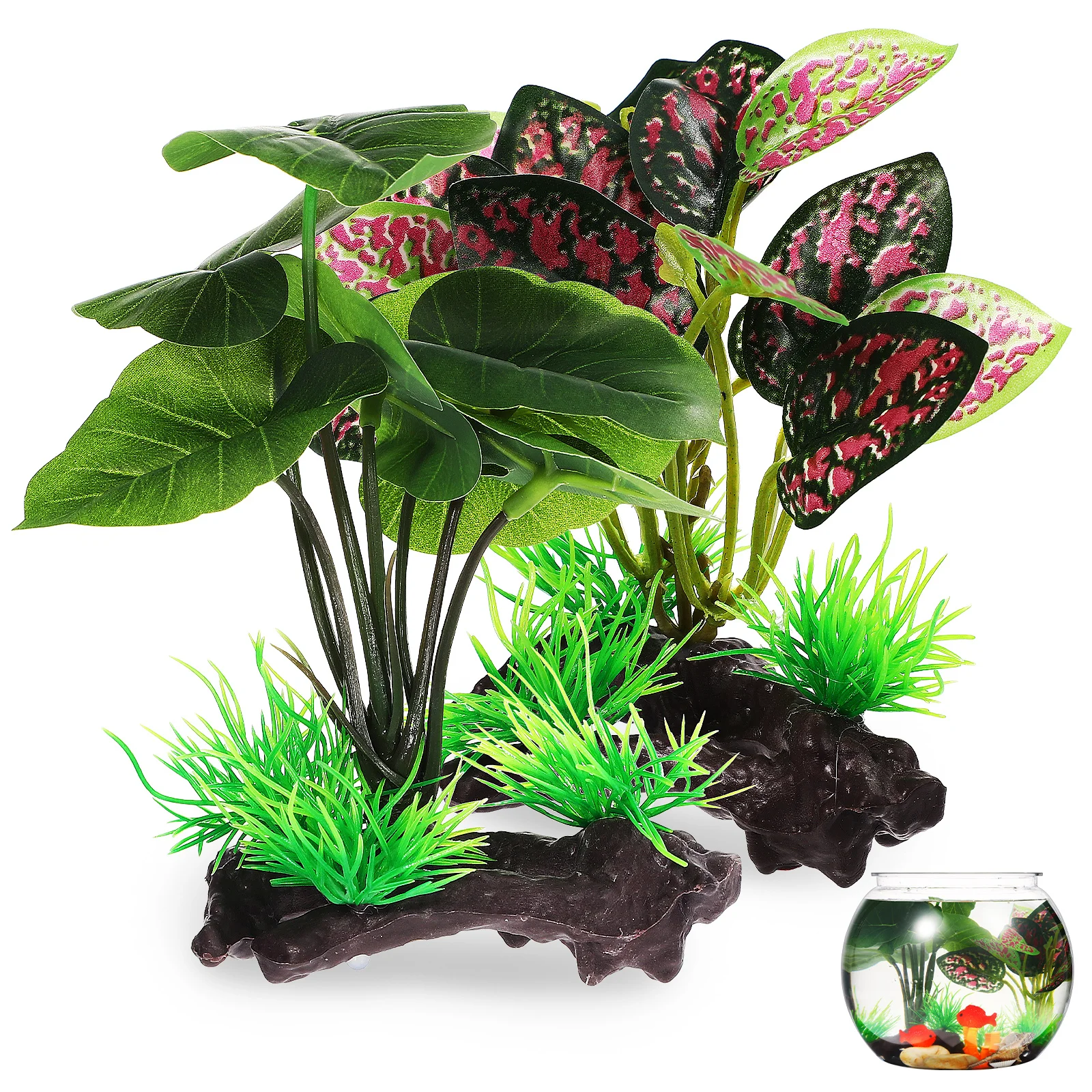 

2 Pcs Artificial Water Plants B1301 Red B1305 Green Aquarium Decor Fish Tank Accessories Plastic Tree Trunk Landscaping Pet